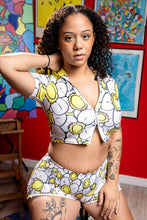 Load image into Gallery viewer, twas world flower Women's Short Sleeve T-shirt With Two-way Zipper